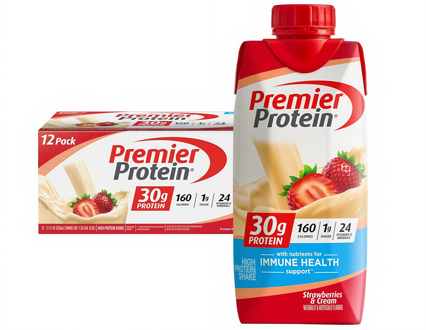 Premier Protein Shake, 30g Protein 1g Sugar, 11oz (Pack of 12) – Vanilla, Chocolate, Café Latte & More!
