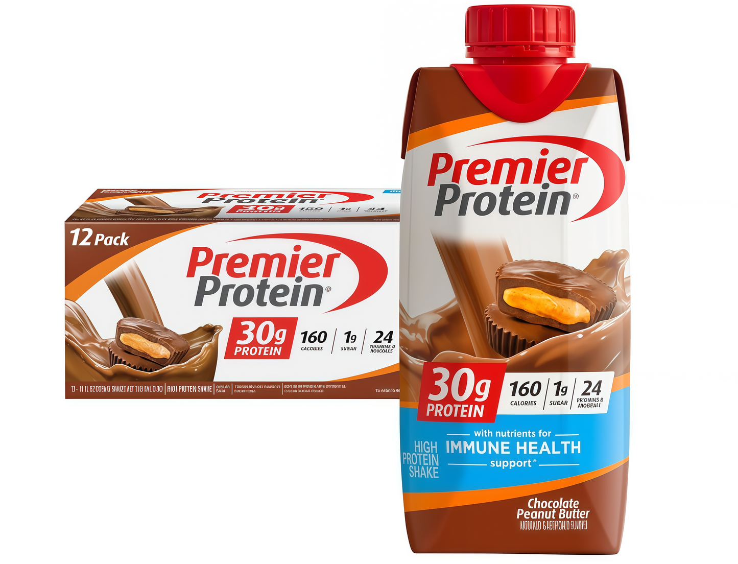 Premier Protein Shake, 30g Protein 1g Sugar, 11oz (Pack of 12) – Vanilla, Chocolate, Café Latte & More!